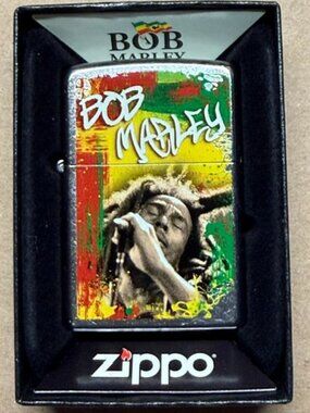 Vintage Bob Marley Chrome Graffiti Design Zippo Lighter Brand New